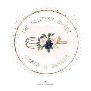 Glitter Whisk Logo- Glam Bakery Logo-Baking Logo-Cake Shop Logo-Rustic Baking Logo-Cupcake Logo-Cooking Logo-Catering Logo-Chef Logo