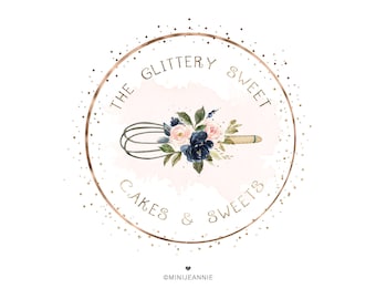 Glitter Whisk Logo- Glam Bakery Logo-Baking Logo-Cake Shop Logo-Rustic Baking Logo-Cupcake Logo-Cooking Logo-Catering Logo-Chef Logo