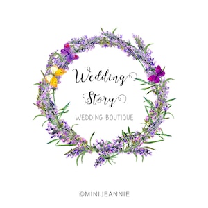 Wreath logo-Flower Logo-Floral Wreath logo-Nature Logo-Lavender Logo-Business Logo-Premade Logo-Etsy Logo-Branding Package