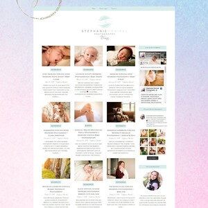 May include: A website for Stephanie Honikel Photography, featuring a blog with images and text about newborn, maternity, and family photography. The website also includes a contact form and links to social media.