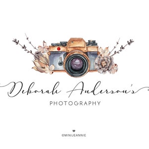 Fotocamera Logo-Fotografia Logo-Fotografo Logo-Fotocamera con fiori Logo-Fotocamera vintage Logo-Fotografia retrò Logo-Cambio di carattere senza logo
