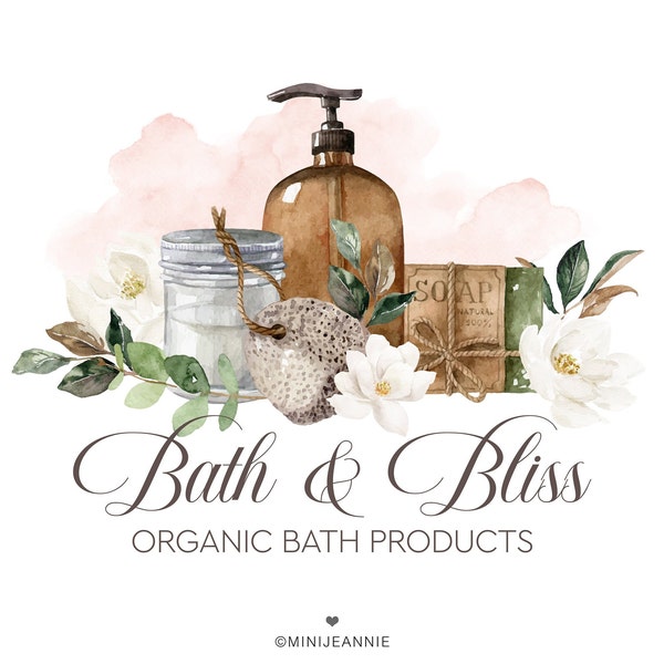 Conception de logo de savon, logo de produits de soins de la peau, logo de bombe de bain, logo de produits de bain, logo de produits de beauté bio. Logo de la barre de savon, logo du fabricant de savon