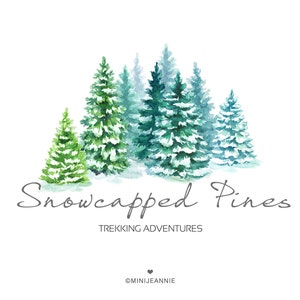Pine Trees Logo-Nature Logo-Tree Logo-Forest Logo-Woods Logo-Pine Woods logo-Highland Logo-Logo premade-Watercolor Logo-Free Font Change