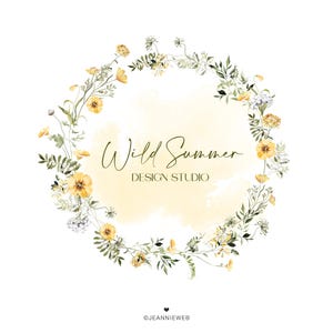 Floral Logo Design, Wildflower Wreath Logo, Watercolor Floral Branding Package, Full Floral Branding Set, Premade Circle Wild Flower Logo