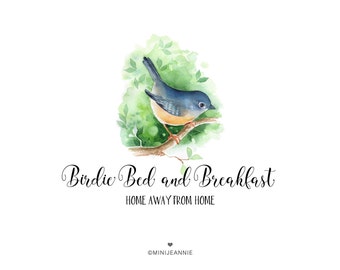 Bird Logo-Blue Bird Logo-Bird on Branch Logo-Photography Logo-Small Business Logo-Watercolor Logo-Free Font Change