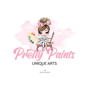 Maler-Logo, Künstler-Logo, Pinsel-Logo, Farbpalette-Logo, Künstler-Frauen-Logo, Mädchen-Logo, Crafter-Logo, vorgefertigtes Logo, Aquarell-Logo