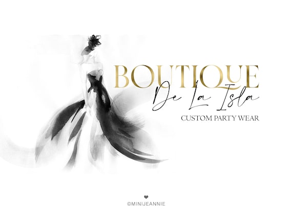 dress fashion logo Dress Logo, Boutique Logo, Couture Logo, Evening Gown Logo, Gold Fashion Logo, Designer Seamstress Logo, Dress Shop Logo, Premade Logo,