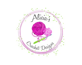 Crochet Logo-Crochet Hook Logo-Crochet Needle Logo-Crochet Flower Logo-Watercolor Wool Logo-Crochet Pattern Logo-Crocheting Needle Logo