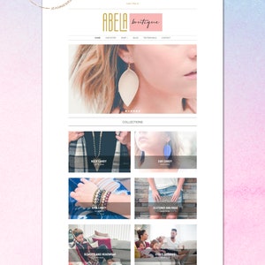 May include: Abela Boutique website homepage featuring a variety of jewelry, clothing, and accessories. The website features a collection of necklaces, earrings, bracelets, clutches, scarves, and other items. The website also features a customer care section, a follow us section, and a newsletter signup.