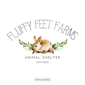 Rabbit Logo-Bunny Logo-Cottontail Logo-Animal Logo-Baby Animal Logo-Sanctuary Logo-Pet Store Logo-Photography logo-Free Font Change