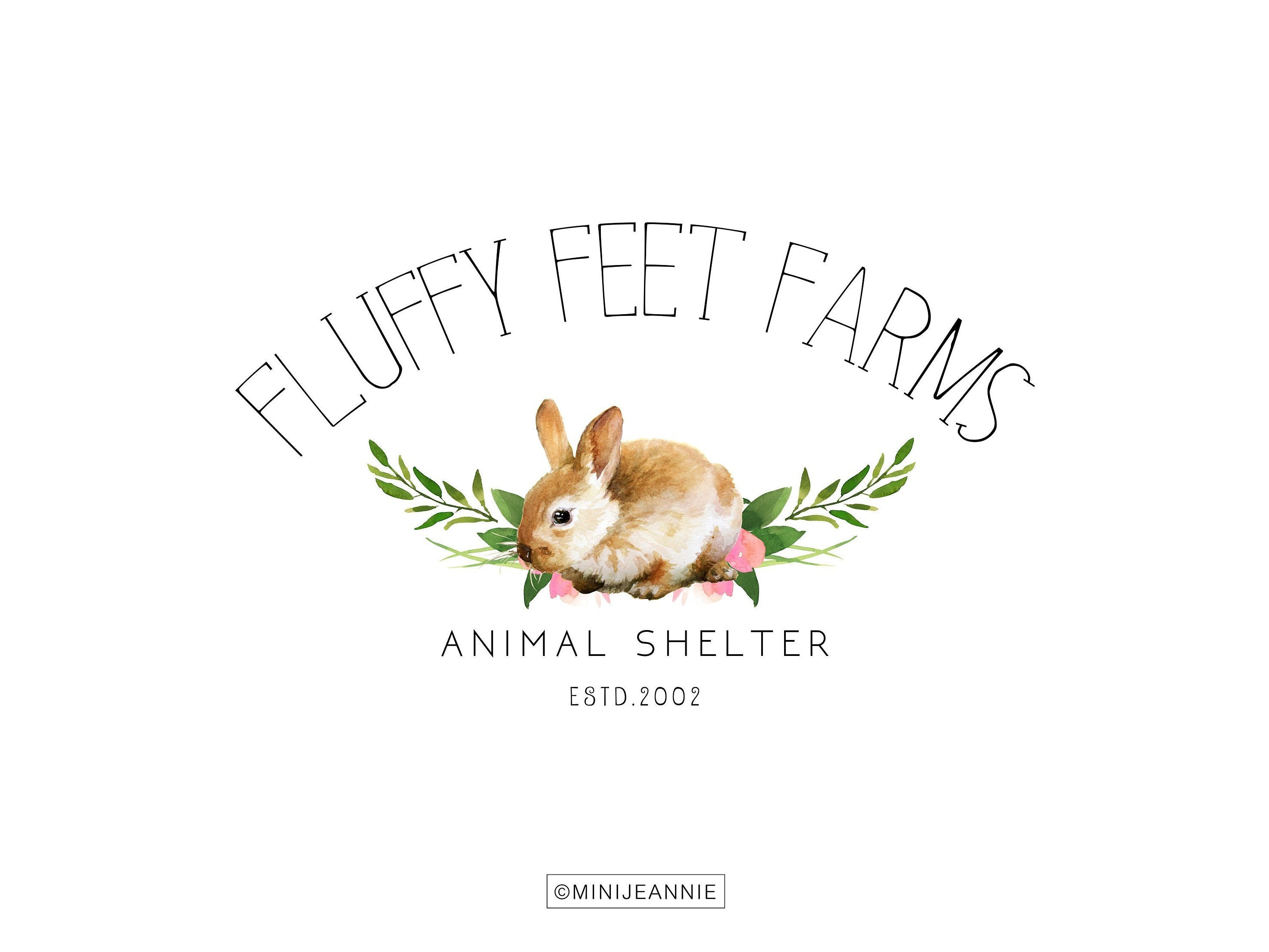 Rabbit Logo-Bunny Logo-Cottontail Logo-Animal Logo-Baby Animal Logo-Sanctuary Logo-Pet Store Logo-Photography logo-Free Font Change