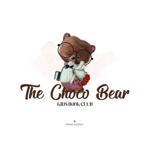 Logo dell'orso - Logo dell'orsacchiotto - Logo dei libri - Logo del club del libro per bambini - Logo del prodotto per bambini - Logo del bambino - Logo premade - Logo dello zaino - Logo dei bambini