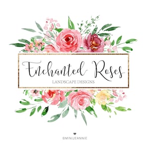 Floral Arrangement Logo-Flower Logo-Rose Logo-Floral Logo-Photography Logo-Boutique Logo-Watercolor Logo-Premade Logo-Logo design