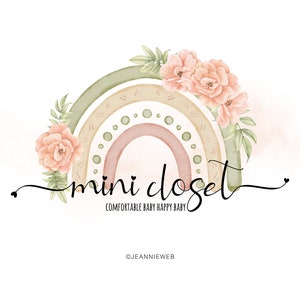 Rainbow Logo Design, Baby Boutique Logo, Soft Pastel Neutral Boho Logo, Daycare Logo, Children's Clothing Logo, Babysitter Logo, Kids Logo