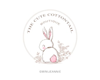 Rabbit Logo-Bunny Logo-Cottontail Logo-Animal Logo-Kids Logo-Watercolor Logo-Etsy Logo-Photography Logo-Boutique Logo-Free Font Change