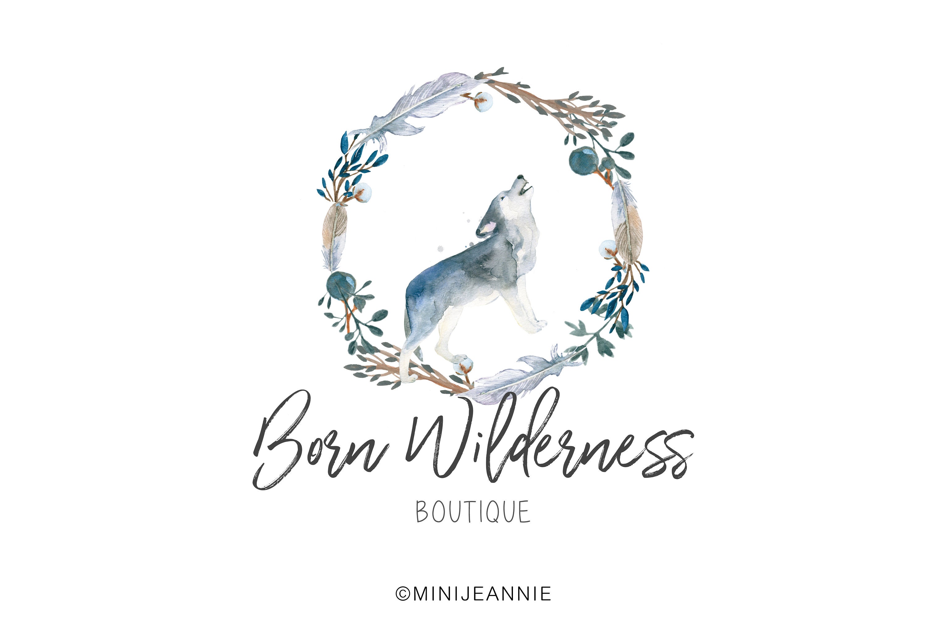 wolf logo boho logo