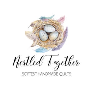 Bird&#39;s Nest Logo-Egg and feather logo-Nature Logo-Spring Logo-Nest logo-Etsy Logo-Photography Logo-Small Business Logo-Branding