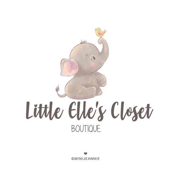 Sweet Elephant Logo, Baby Elephant Logo, Baby Logo, Baby Boutique logo. Kids logo, Baby Photography Logo, Premade Logo, Watercolor Logo