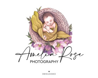 Newborn Photography Logo, Baby Clothes Logo, Baby Boutique Logo, Doula Logo, Sleeping Baby Logo, Newborn Clothes Logo, Baby Shop Logo