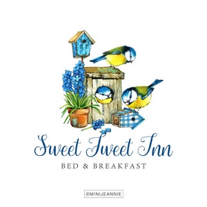 Bird Logo-Cottage Logo-Home Logo-House Logo-Barn Logo-Farmhouse Logo-Birdhouse Logo-Inn Logo-Bed and Breakfast Logo-Hotel Logo