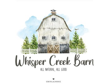 White Barn Logo, Farm Logo, Farmhouse Logo, Shed Logo, Ranch Barn Logo, Country Boutique Logo, Rustic Logo, Family farm Logo, Egg Farm Logo