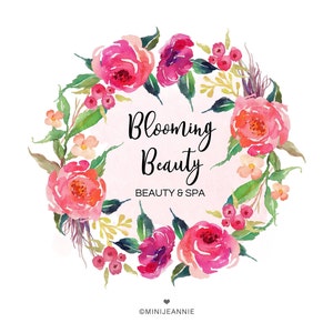 Floral Logo-Wedding logo-Event Planner Logo-Beauty Logo-Photography Logo-Makeup Artist Logo-Wedding Planner Logo-Wreath Logo-Florist Logo