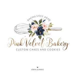 Whisk Logo-Watercolor Baking Logo-Rustic Baking Logo-Bakery Logo-Cake Shop Logo-Cupcake Logo-Cooking Logo-Catering Logo-Chef Logo