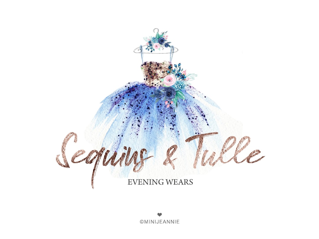 Vintage Dress Logo, Boutique Logo, Evening Dress Logo, Fashion Logo