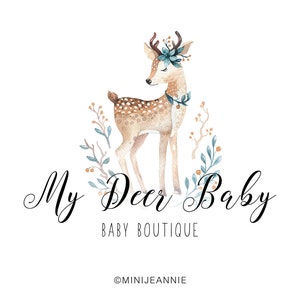 Deer logo-Animal Logo-Doe Logo-Fawn Logo-Nature Logo-Photography Logo-Watercolor Logo-Premade logo-Etsy Logo-Hand drawn Logo-Branding