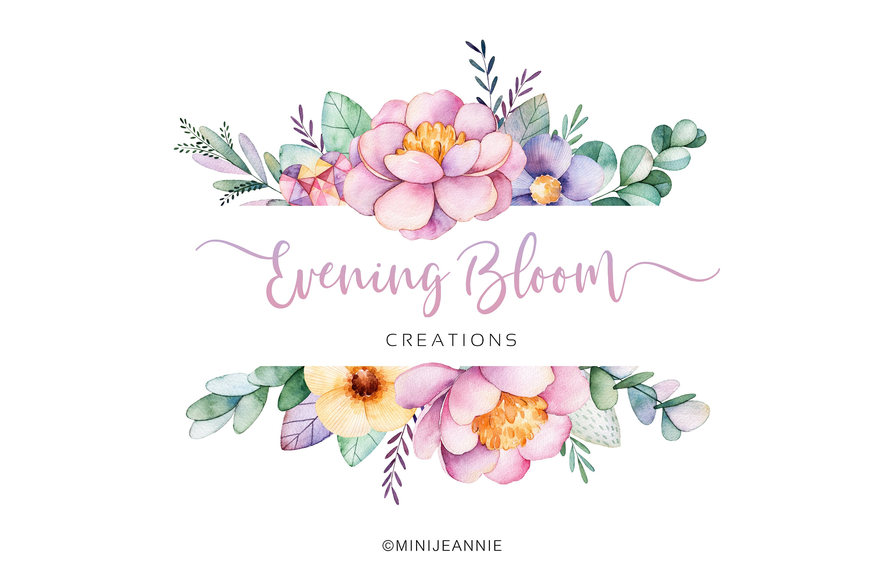 Botanique emblem collection. Floral frames, monogram with blooming flo By  WinWin_artlab