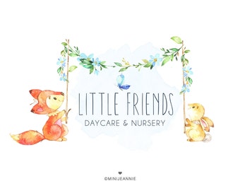 Fox Logo-Bunny logo-Kids Logo-Kids Boutique Logo-Daycare Logo-Nursery Logo-Playgroup Logo-Rabbit Logo-Baby Logo-Baby Boutique Logo-Fair Logo