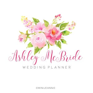 Watercolor floral Logo-Flower logo-Nature Logo-Photography Logo-Etsy logo-Watercolor Logo-Business Logo-Premade logo-Free Font Change