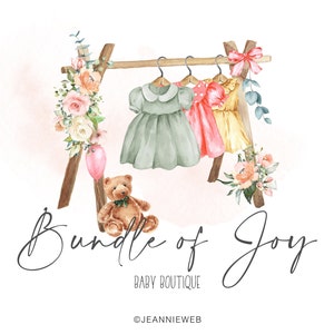 Logo della boutique per bambini - Logo della boutique per bambini Logo dell'armadio - Logo dei vestiti per bambini - Abiti per bambini appesi in un armadio - Logo aziendale del negozio Etsy per bambini