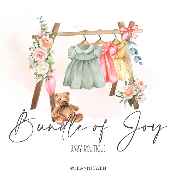 Baby Boutique Logo - Kids Boutique Logo Closet Logo - Baby Clothes Logo - Baby Dresses Hanging in a Closet - Baby Etsy Shop Business Logo