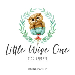 Logotipo de búho-Logotipo de pájaro-Logotipo de animal Logotipo-Logotipo de niños-Logotipo de niños-Logotipo de tela de niños-Logotipo de tela de niños-Logotipo de tela de bebé-Logotipo de acuarela-Logotipo de Etsy