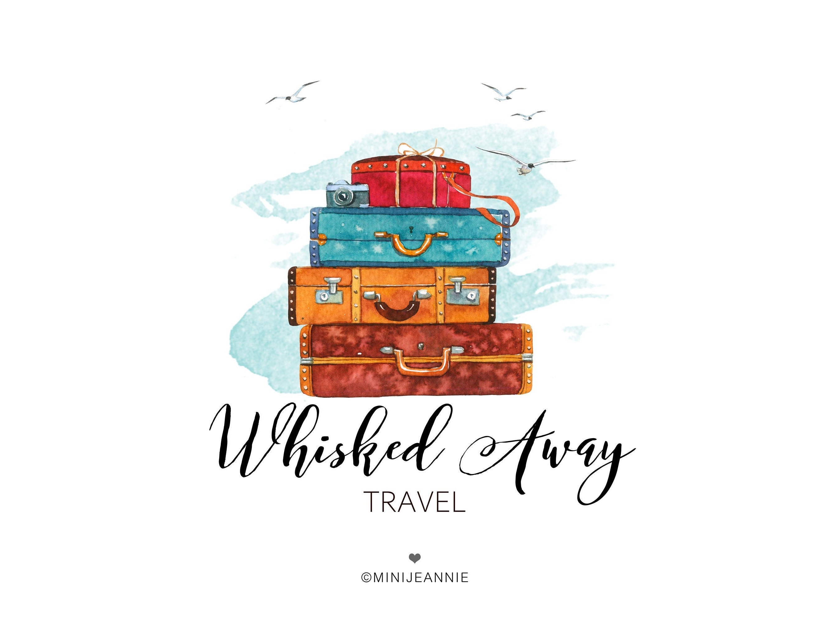 Travel luggage suitcase logo for bloggers travel companies Etsy