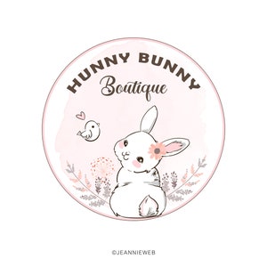 Rabbit Logo - Bunny Logo - Cottontail Logo - Baby Boutique Logo - Cute Animal Logo  -Kids Logo - Watercolor Logo - Premade Logo - Etsy Logo