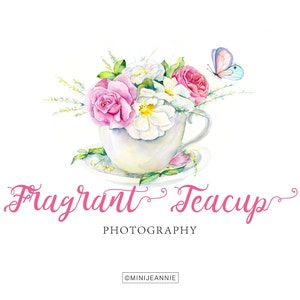 Tazza da tè Logo-Rosa in tazza Logo-Logo floreale-Fiore in tazza da tè Logo-Farfalla Logo-Acquerello Floreale Logo-Senza logo Cambio di carattere