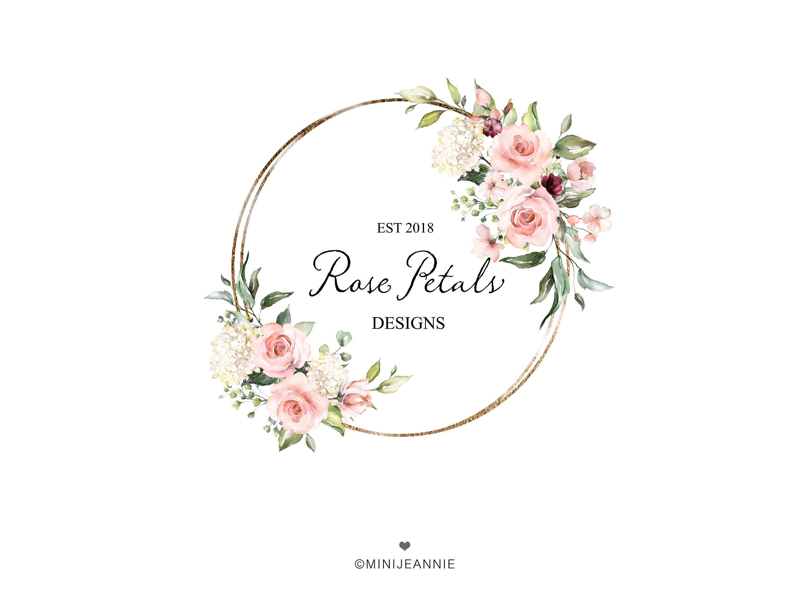Circle Floral LogoFlower LogoPink Floral LogoRound Etsy