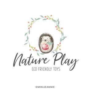 Hedgehog Logo-Landscaping Logo-Zoo Logo-Animal Logo-Lawn Service Logo-Gardening Logo-Pet Store Logo-Sanctuary Logo-Watercolor Logo