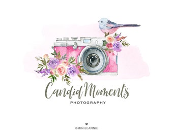 Pink Camera Logo-Photography Logo-Camera Logo-Vintage Camera Logo-Photographer Logo-Camera Bird Logo-Retro Camera Logo-Camera Lens Logo