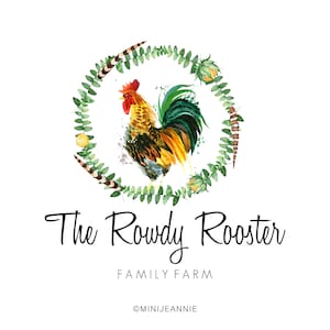 Farm Logo-Rooster Logo-Hatchery Logo-Hen logo-Chicken Logo-Bird logo-Nature Logo-Watercolor Logo-Premade logo-Free Font Change