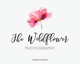 Flower logo-Floral Logo-Nature Logo-Photography Logo-Watercolor Logo-Premade logo-Etsy Logo-Small Business Logo-Hand drawn Logo-Branding