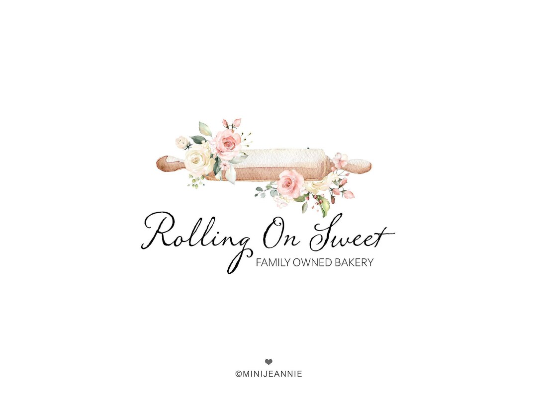 Rolling Pin Logobaking Logobakery Shop Logofloral Cake Shop Etsy