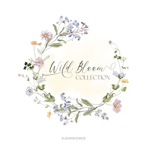 Design del logo floreale, logo del fiore di campo, logo pastello femminile, logo creativo, logo del matrimonio, logo della boutique, logo della corona circolare, marchio floreale