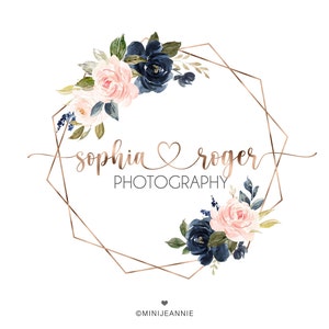 Premade Floral Logo, Geometric Floral Logo Design, Rustic Logo and Watermark, Business Boutique Logo, Photography Logo, Feminine Logo