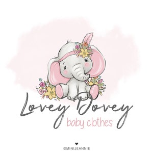 Logotipo de elefante lindo, logotipo de elefante bebé, logotipo de animal bebé, marca de boutique de bebé, logotipo de fotografía de bebé, logotipo de boutique infantil, logotipo de bebé