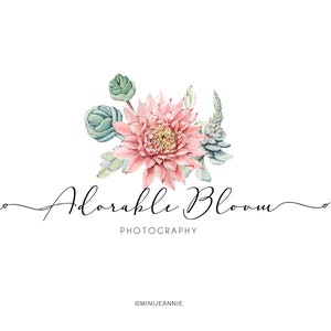 Sukkulenten Logo-Floral Logo-Blumen Logo-Kaktus Logo-Aquarell Logo-Etsy Logo-Business Logo-Boutique Logo-Premade Logo