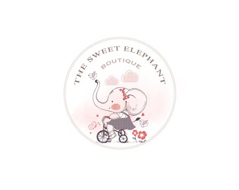 Färdig elefantlogotypdesign, babyelefantlogotyp, cykellogotyp, barnbutikslogotyp, djurlogotyp, barnkläderlogotyp, barnlogotyp