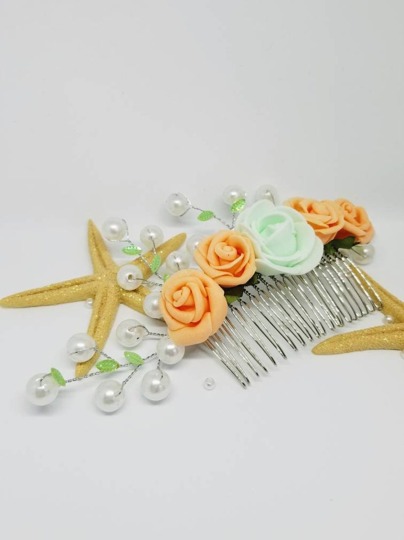 Peach pastel hair accessory pearl hair comb pearl hair pins Etsy